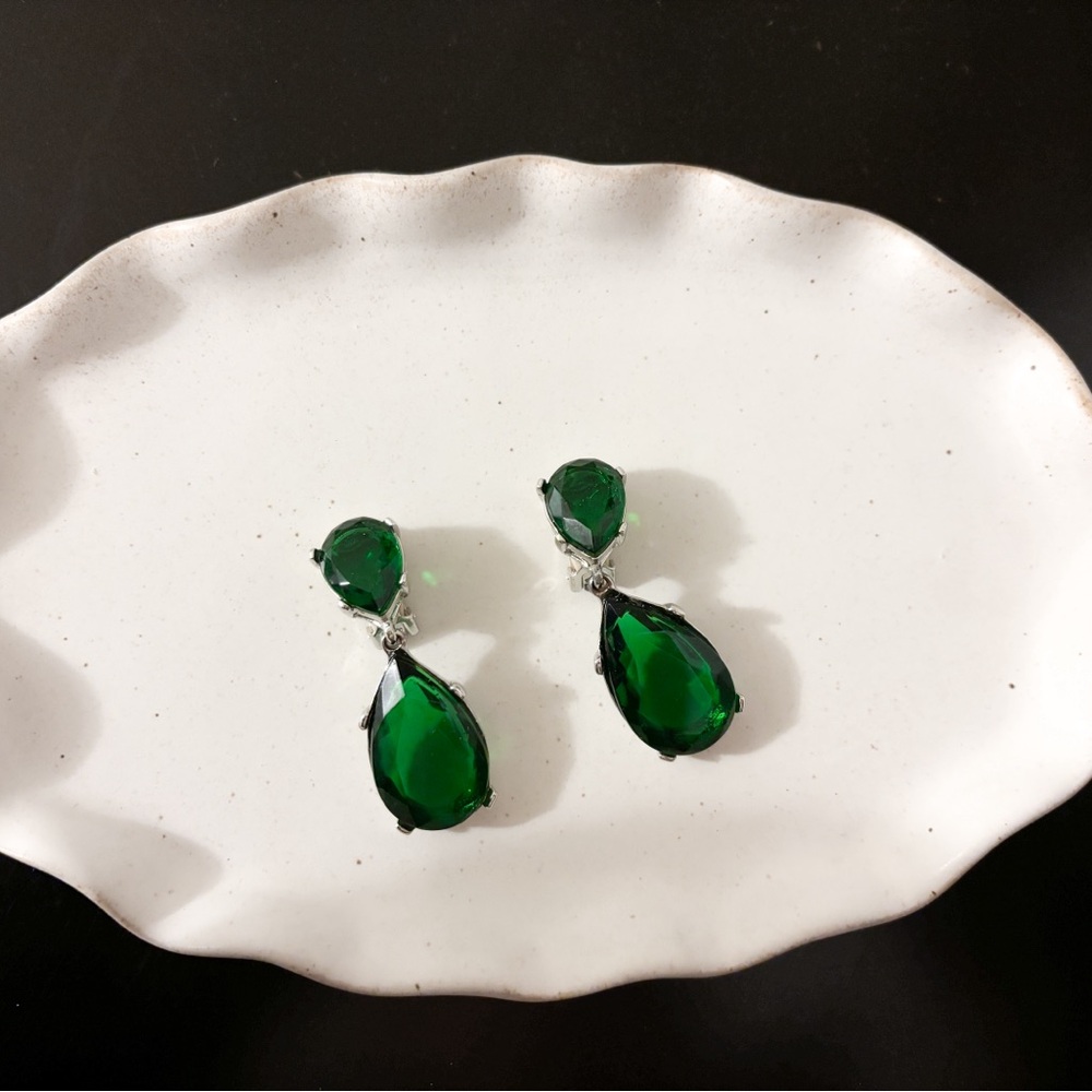 Kenneth Lane emerald drop clip-on earrings